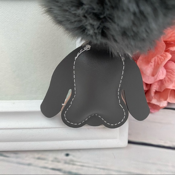 Cute Hound Dog on Gray Pom Pom Keychain - Picture 6 of 9